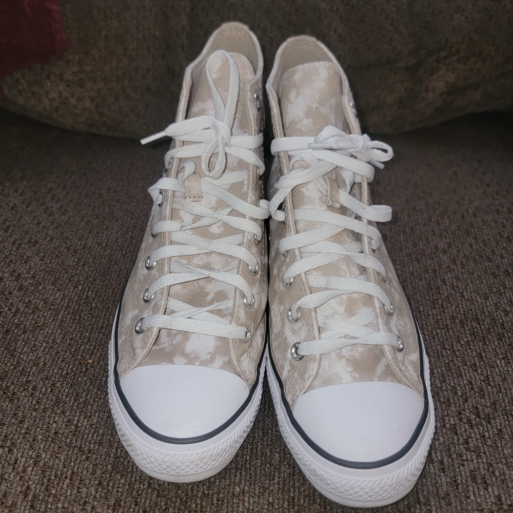 Converse Beige High-Tops with White Details